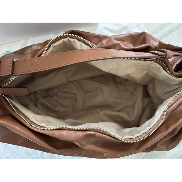 Mark Cross Scarf Hobo Bag Smooth Leather Acorn Brown NWT Made in Italy - Picture 3 of 7